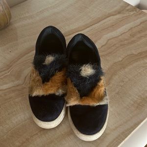 Jslides fur slip on sneakers